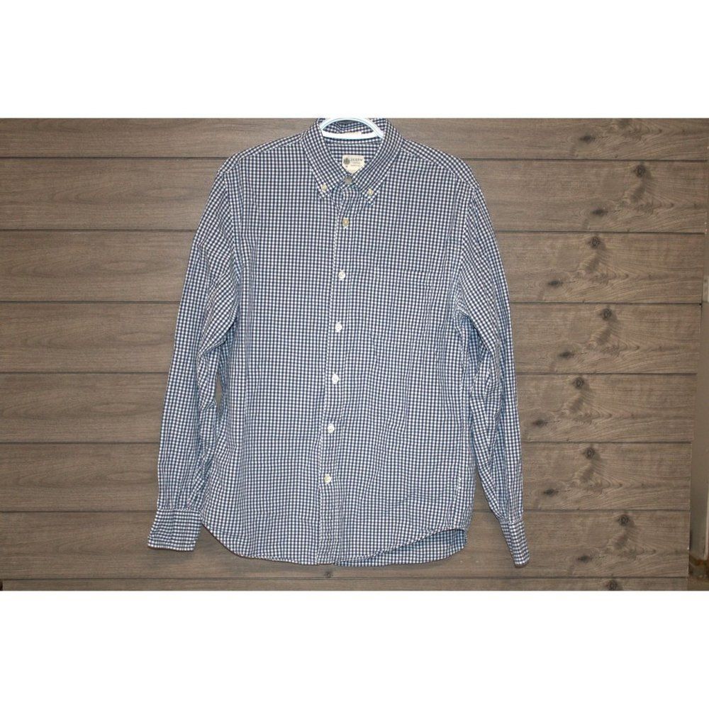 Men's J. Crew Blue/White Check Long Sleeved Button Down Size Medium